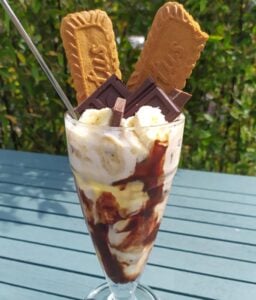 sundae de sorvete vegano