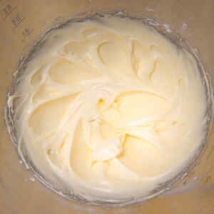 Strawberry Cream Cheese Frosting ingredients in a mixing bowl