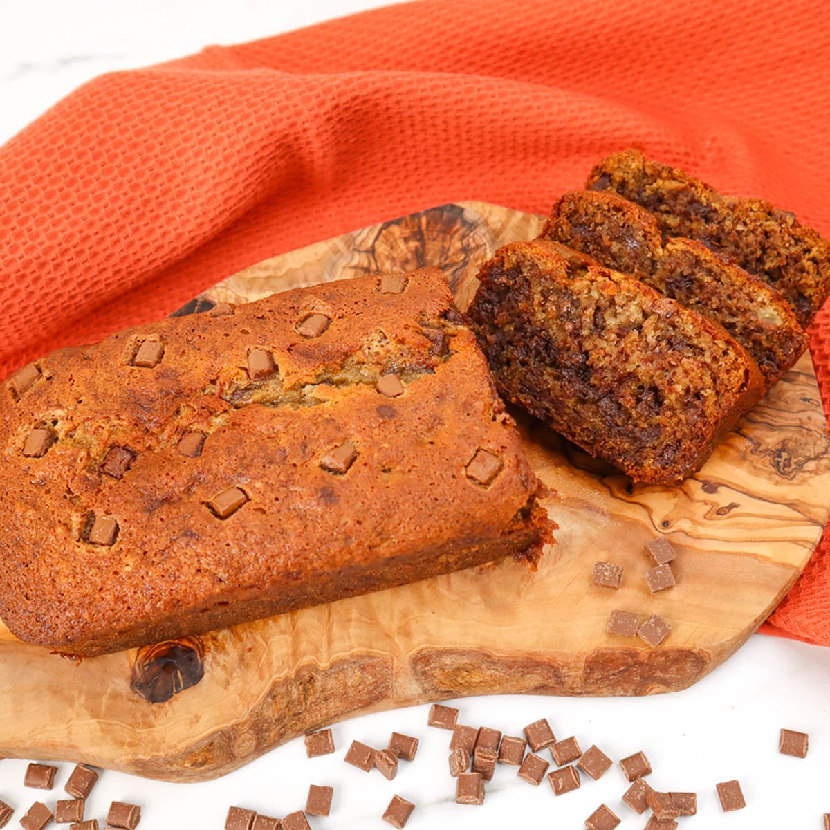 Pan de plátano con chispas de chocolate