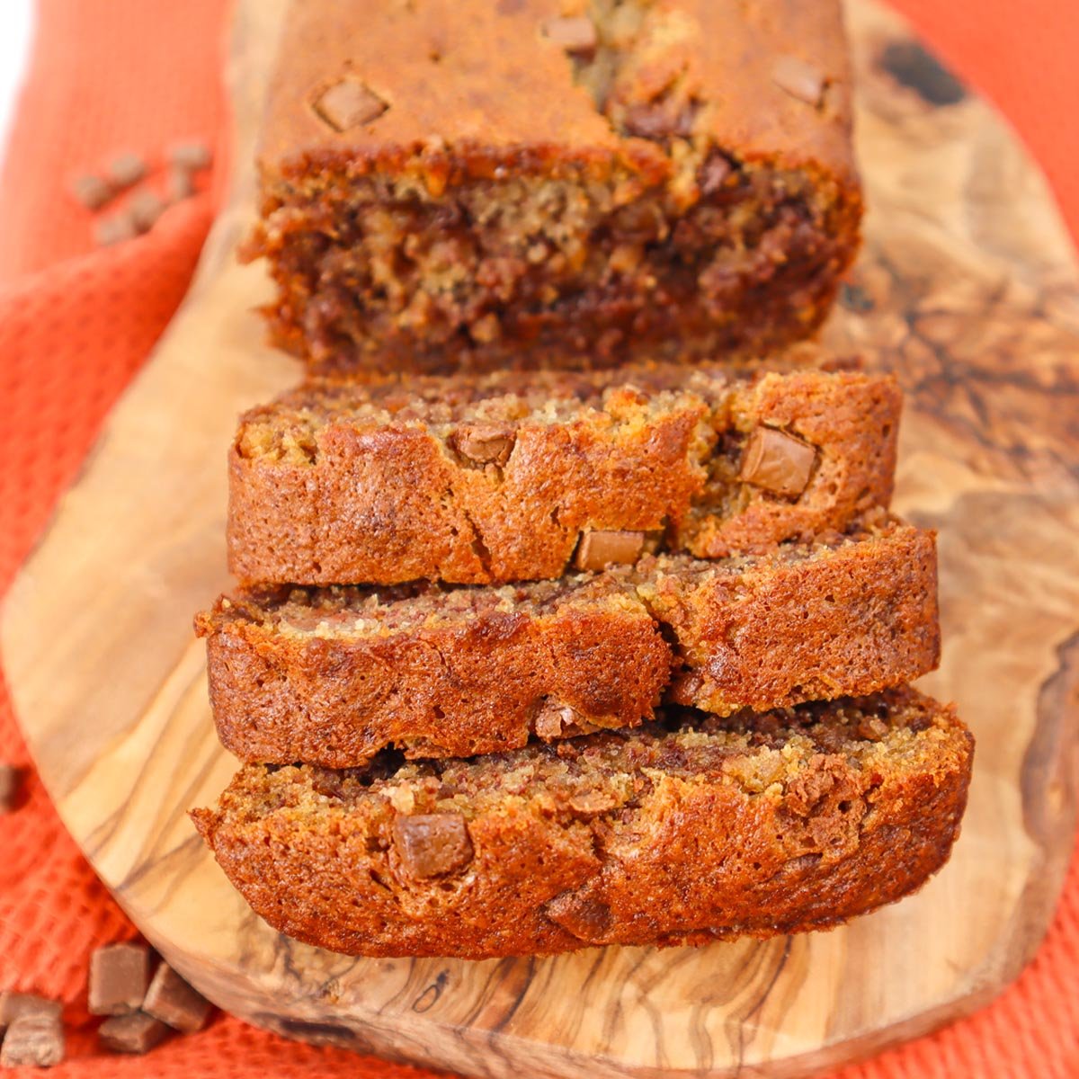 Pan de plátano con chispas de chocolate