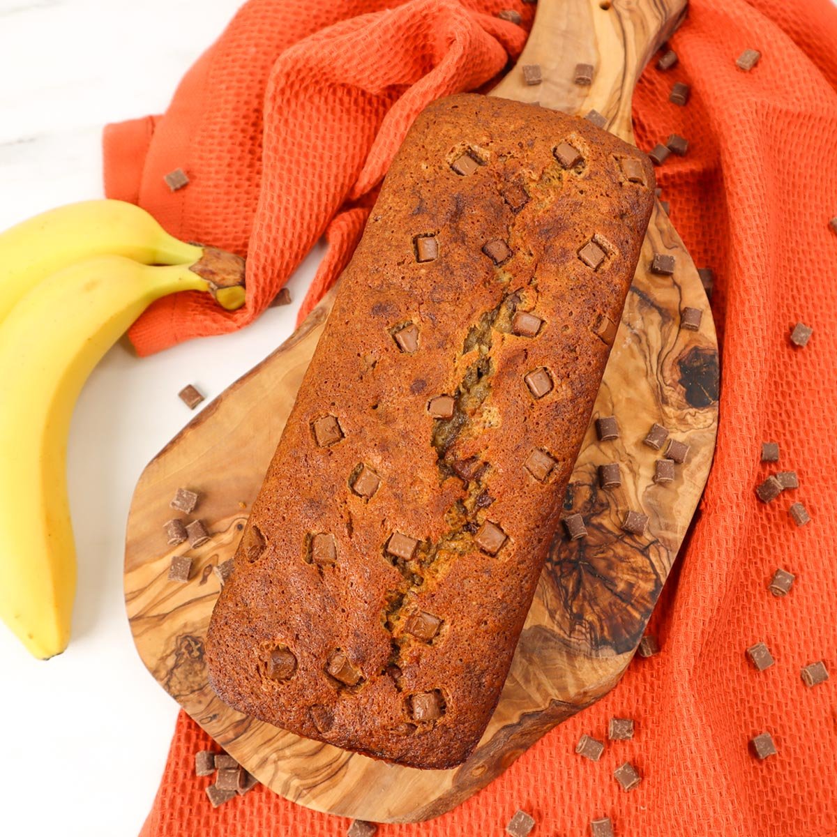 Pan de plátano con chispas de chocolate