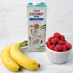 Ingrédients du smoothie framboise-banane