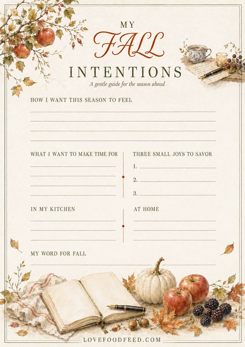 Fall Intentions Fall Intentions printable planner page with space for seasonal goals and intentions
