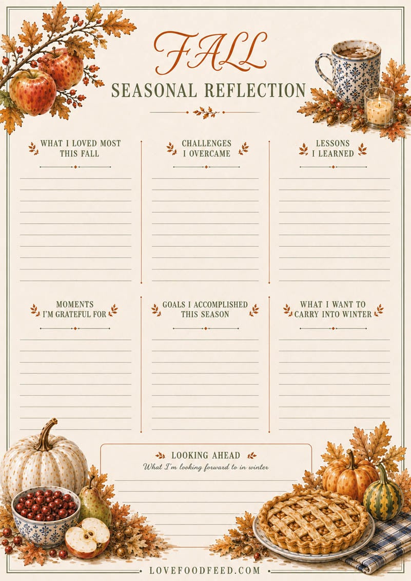 Fall Seasonal Reflection Fall Seasonal Reflection printable page for recording thoughts about the autumn season